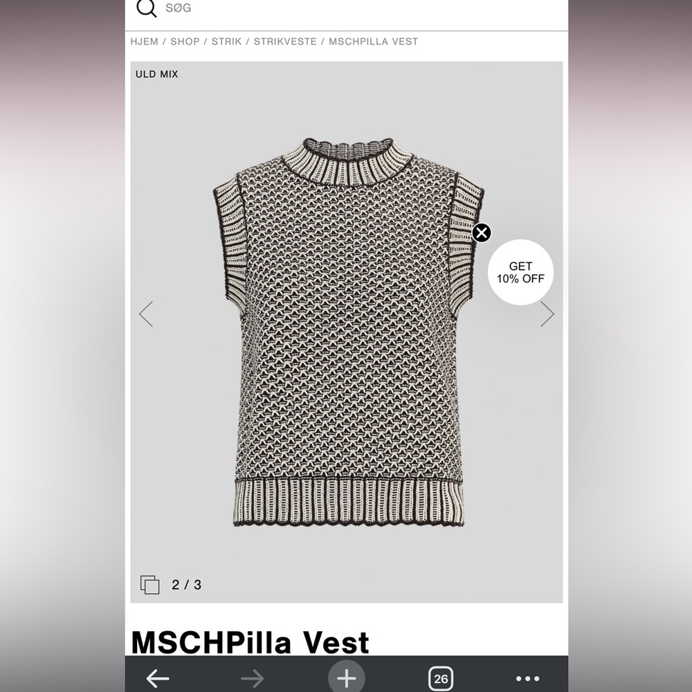 Brown and off white knit vest
